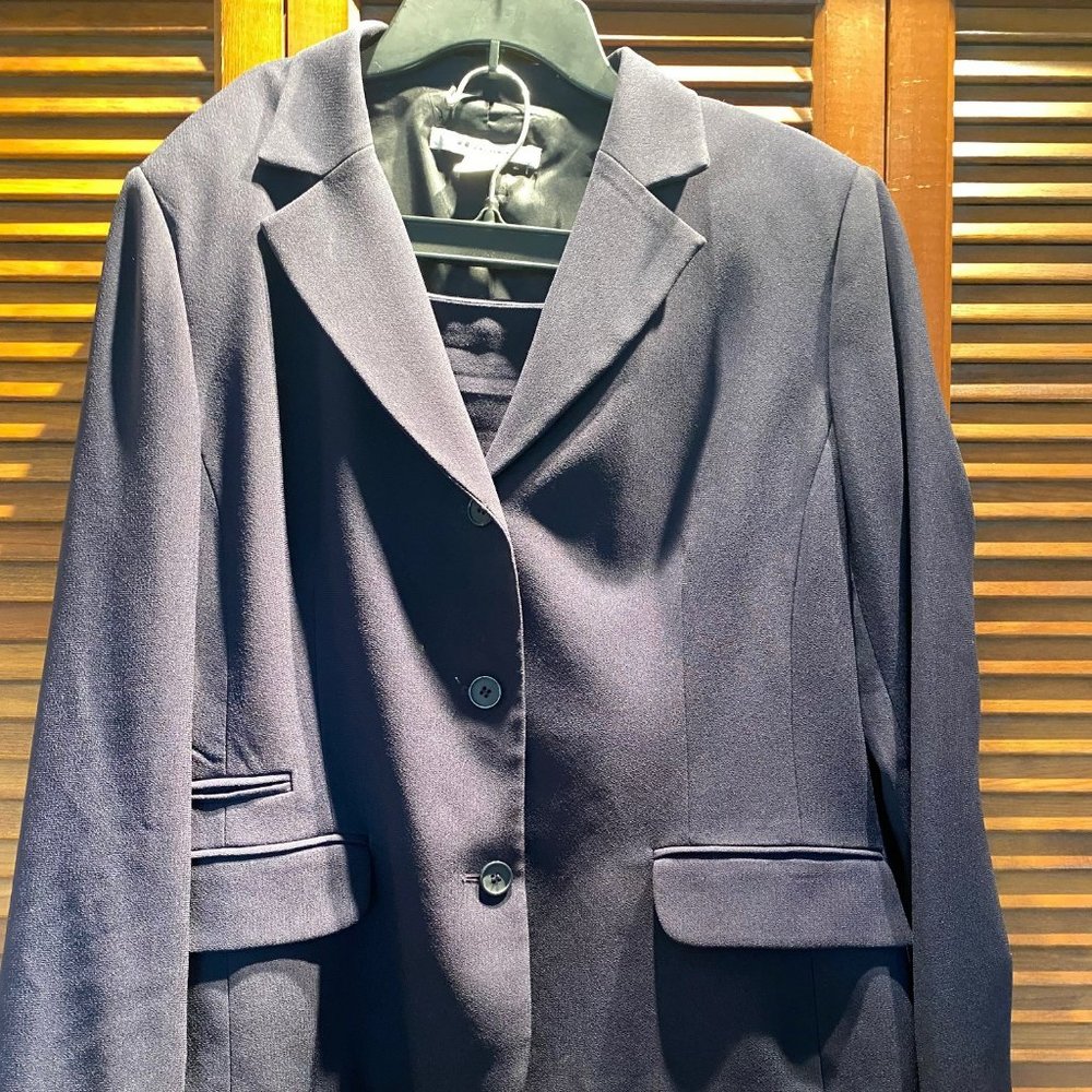 NYGARD COLLECTION NAVY JACKET AND SKIRT SET - 3 BUTTON STANDARD JACKET - SZ 16